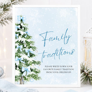 Blue Bows Weihnachtsbaum Familien Traditionen Spie Poster