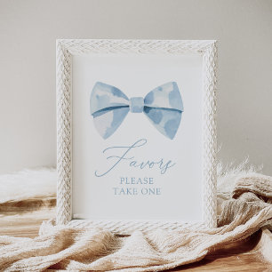 Blue Bowtie Boy Baby Shower Favorit Schild