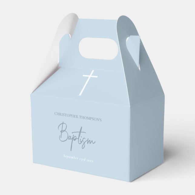 Blue Boy Baby Calligraphy Baptisc Geschenkschachtel (Vorderseite)