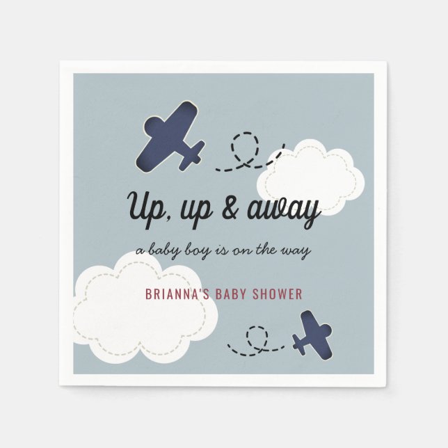 Blue Boy Baby Dusche auf dem Blue Boy Airplane Serviette (Vorderseite)