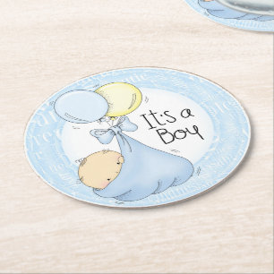 Blue Boy Baby Dusche Design Paper Untersetzer