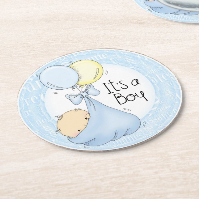 Blue Boy Baby Dusche Design Paper Untersetzer (Angewinkelt)
