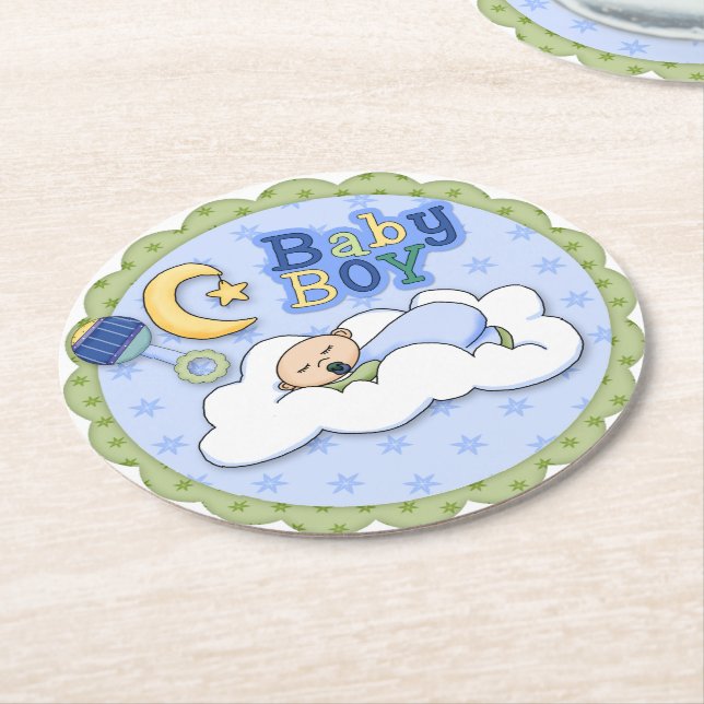 Blue Boy Baby Dusche Design Paper Untersetzer (Angewinkelt)