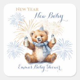 Blue Boy Baby Showaufkleber für Neujahr Quadratischer Aufkleber