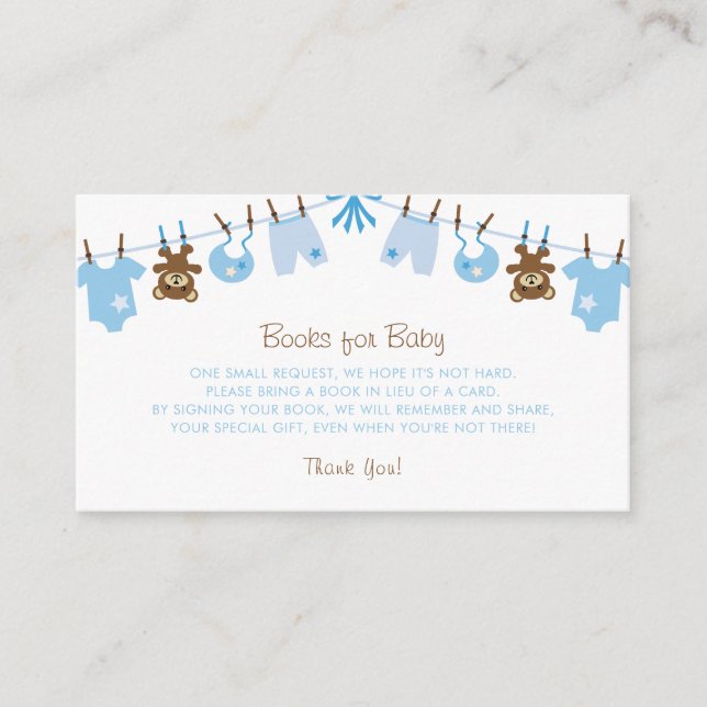 Blue Boy Baby Shower Books für Baby Begleitkarte (Vorderseite)