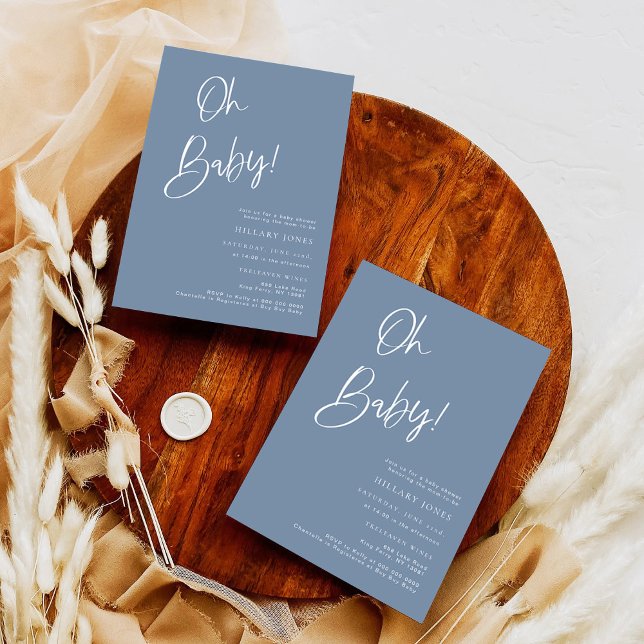 Blue Boy Baby Shower | Modern Blue Boy Invitation Einladung (Von Creator hochgeladen)