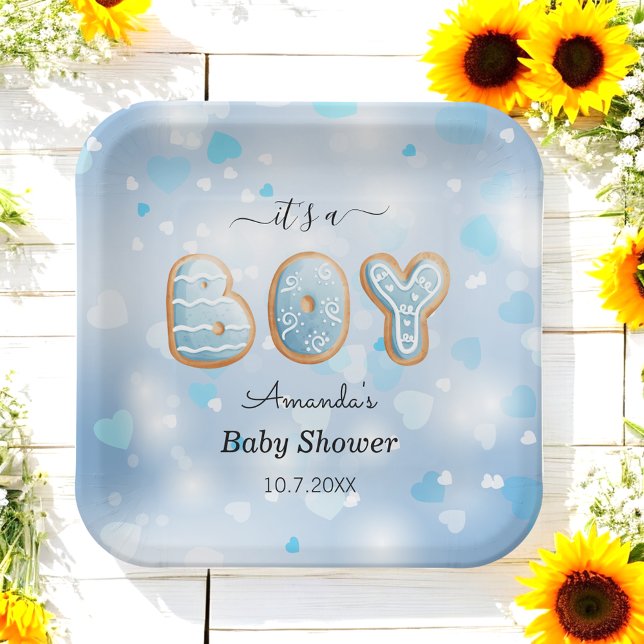 Blue Boy Baby Shower Paper Plate Pappteller (Von Creator hochgeladen)