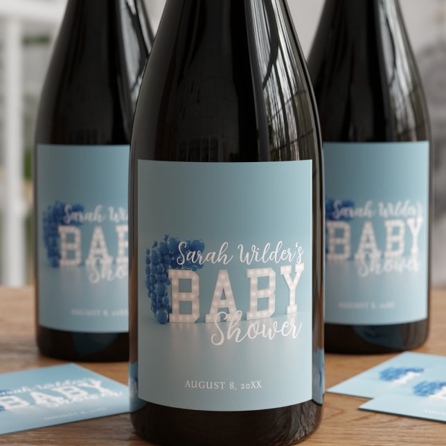 Blue Boy Baby Shower Party Weinetikett (Planning a blue baby shower? Need wine labels? Just add your name and date)