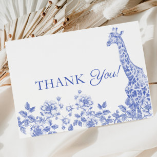 Blue Boy Baby shower Toile Safari Carte de remerci