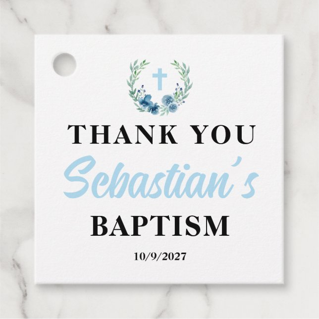 Blue Boy Baptisplatz Geschenkanhänger (Vorderseite)