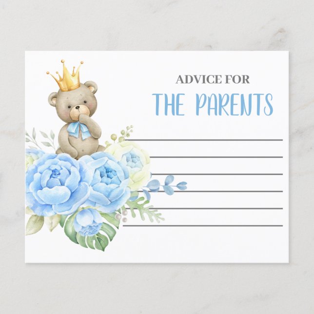 Blue Boy Bear Advice für die Elternkarte (Vorderseite)