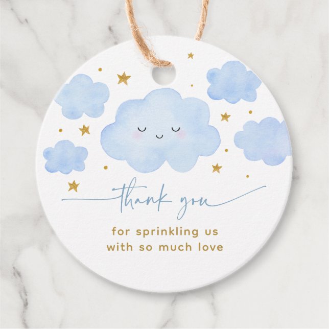 Blue Boy Cloud Stars Baby Sprinkle Geschenkanhänger (Vorderseite)