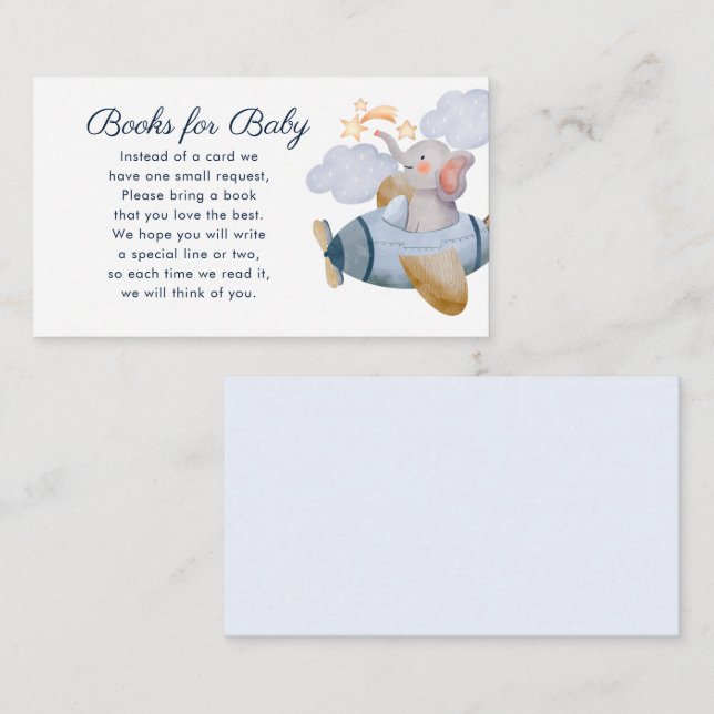 Blue Boy Elephant Flugzeug Books for Baby Shooter Begleitkarte (Vorne/Hinten)