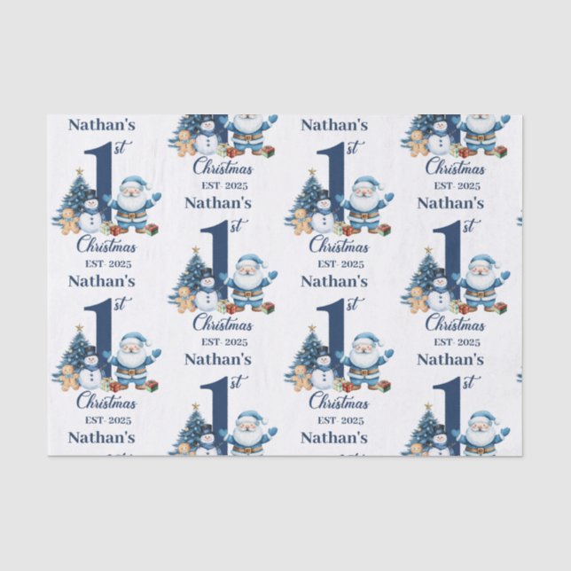 Blue Boy Erste Weihnachten Seidenpapier (Vorderseite)