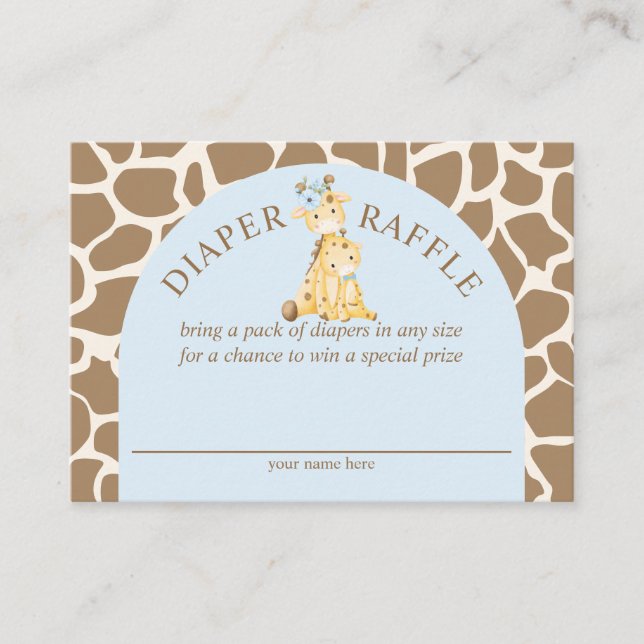Blue Boy Giraffe Diaper Umschließungskarte Begleitkarte (Vorderseite)