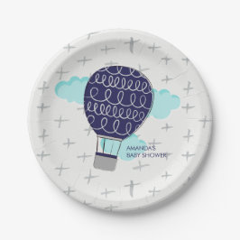 Blue Boy Hot Air Ballon Baby Dusche Party Pappteller