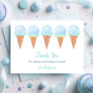 Blue Boy Ice Cream Sprinkles Geburtstag Dankeskarte