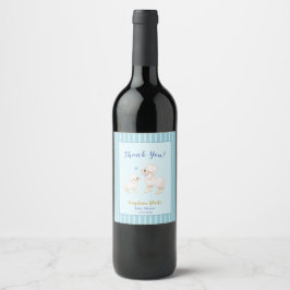 Blue Boy Lamb Baby Dusche Weinetikett