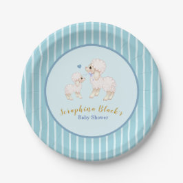 Blue Boy Lamb Baby Duschpapier Teller