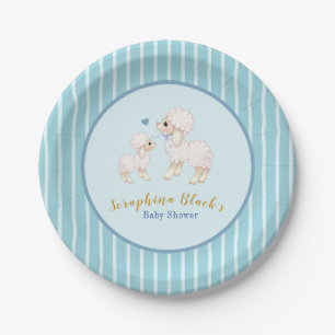 Blue Boy Lamb Baby Duschpapier Teller