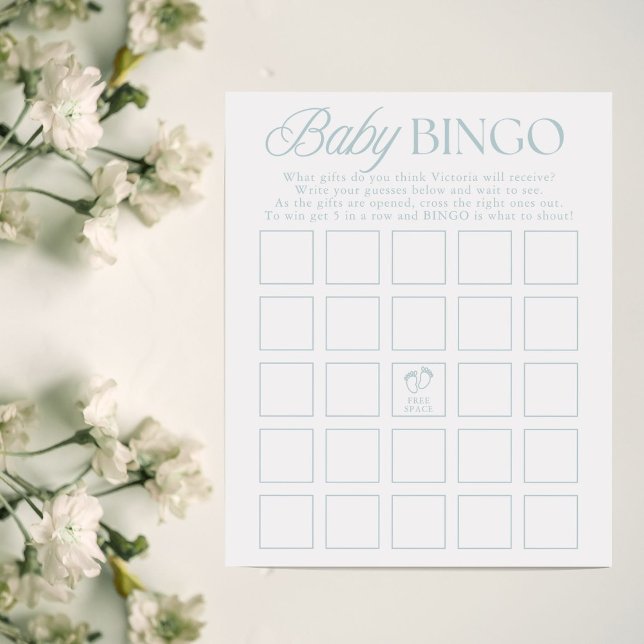 Blue Boy Minimal Baby Shower Bingo Game (Von Creator hochgeladen)