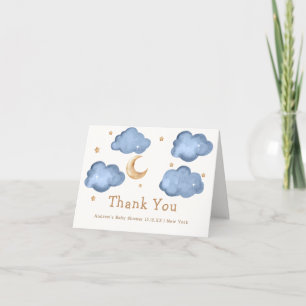 Blue Boy Moon Stars Twinkle Twinkle Baby Dusche Dankeskarte