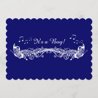 Blue Boy Musical Butterfly Baby Einladung