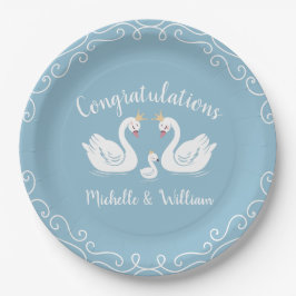 Blue Boy Swan Baby Dusche Pappteller