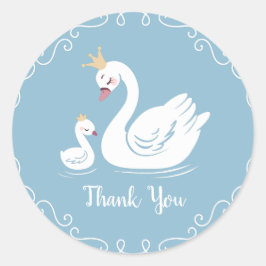 Blue Boy Swan Baby Dusche Runder Aufkleber