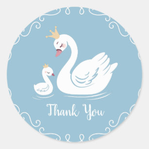 Blue Boy Swan Baby Dusche Runder Aufkleber