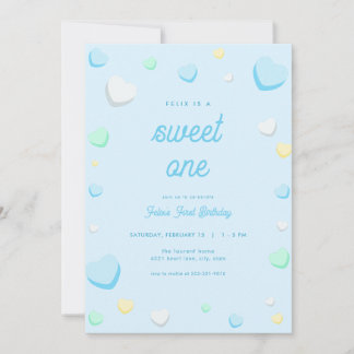 Blue Boy Sweet Ein erster Geburtstag Einladung