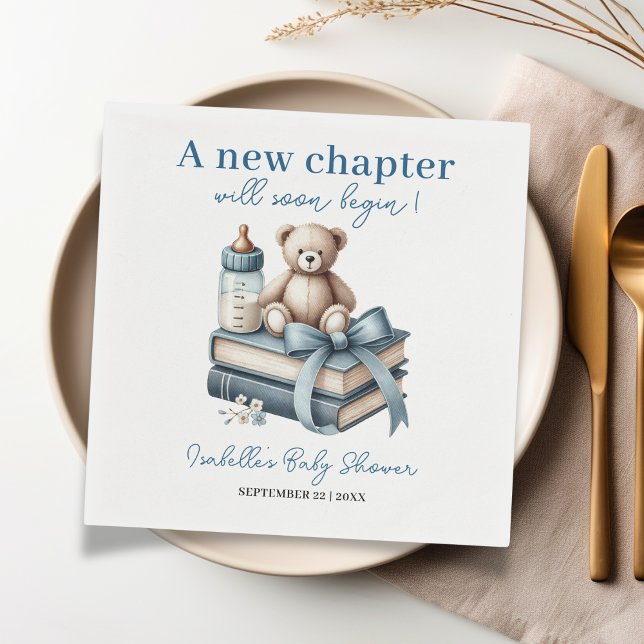 Blue Boy Teddy Bear Personalisiert Baby Dusche Serviette (Von Creator hochgeladen)