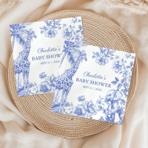 Blue Boy Toile de Jouy Safari Animals Baby Dusche Serviette