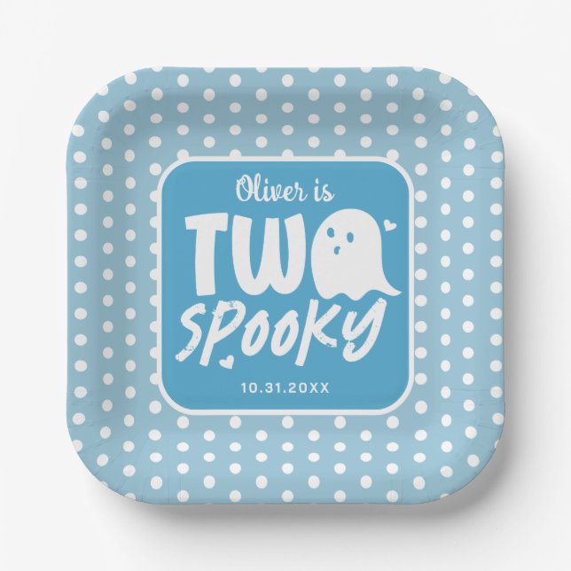 Blue Boy Two Spooky Halloween 2. Geburtstag Pappteller (Vorderseite)