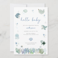 Blue Boy Under the Sea Baby shower Invitation
