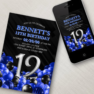Blue Boys 12. Geburtstag Einladung