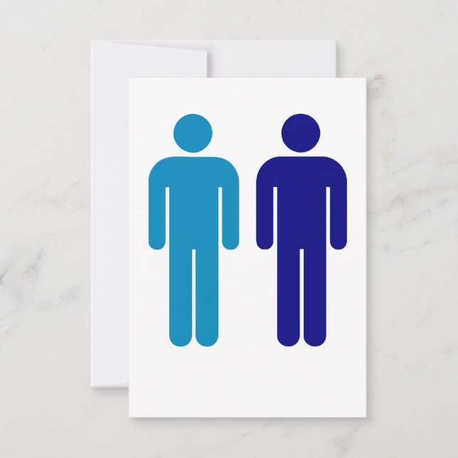 Blue Boys Gay Wedding LGBTQ Dankeskarte (Vorderseite)