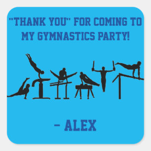 Blue BOYS Gymnastik "Danke" Party Stickers