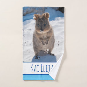 Blue Boys Kids Quokka Beach Personalisiert Handtuch