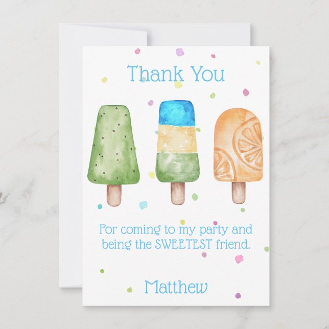 Blue Boys Popsicle fête d'anniversaire Carte de re (Devant)