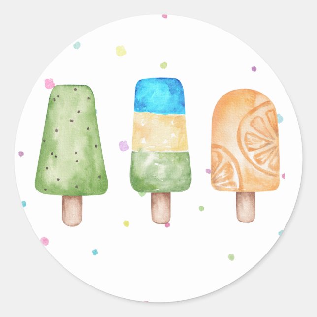 Blue Boys Summer Popsicle Birthday Umschlag Aufkle Runder Aufkleber (Vorderseite)