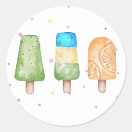 Blue Boys Summer Popsicle Birthday Umschlag Aufkle Runder Aufkleber