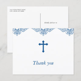 Blue Boys Taufe/Christening Danke Postkarte