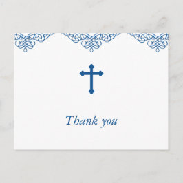 Blue Boys Taufe/Christening Danke Postkarte