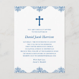 Blue Boys Taufe/Christening Einladung Postkarte