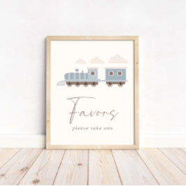 Blue Boys Train Birthday Favoriten Tabellenzeichen Poster