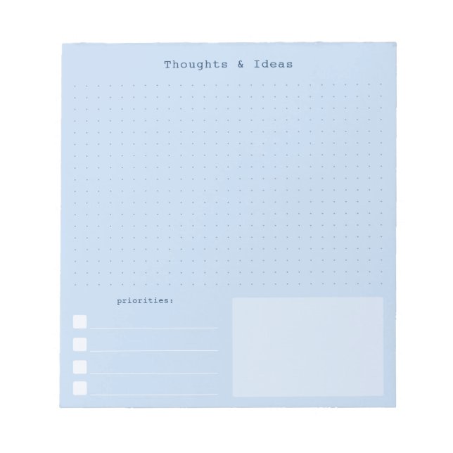 Blue Brain Dump Notepad, Retro Writer aesthetic Notizblock (Vorderseite)
