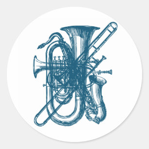 Blue Brass & Sax Runder Aufkleber