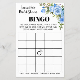Blue Brautparty Bingo Englisch Spanische Spielkart Flyer