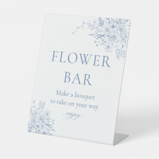 Blue Brautparty Blume Bar Sockelschild
